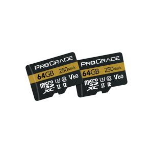 ProGrade Digital 64GB Micro SDHC UHS-II Memory Card with SD Adapter / Gold / 250 MB/s / 2 Pack