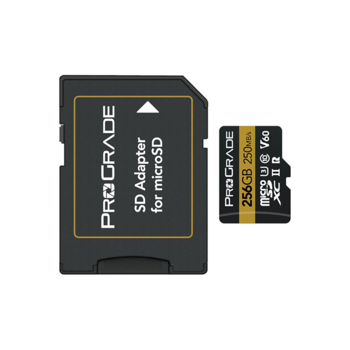 ProGrade Digital 256GB Micro SDHC UHS-II Memory Card with SD Adapter Gold  250 MB/s